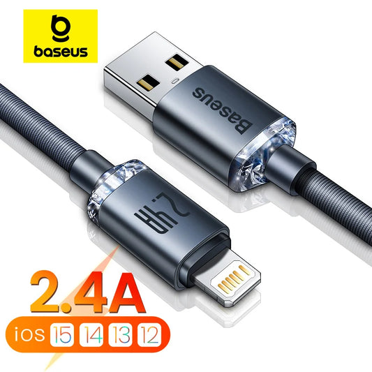 Baseus Cabo USB  para  iPhone 14 13 12 Pro Max X XR XS 8 7 6s 6 iPad Fast Data Charging/Carregamento rápido de dados/  USB Wire Cord Mobile Phone Cables