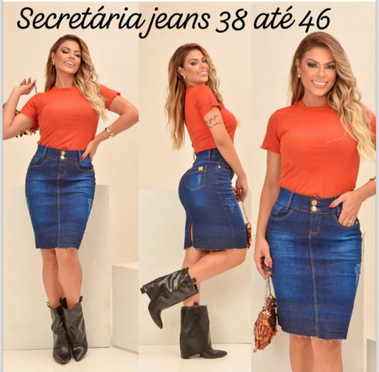 Saia Secretária Jeans