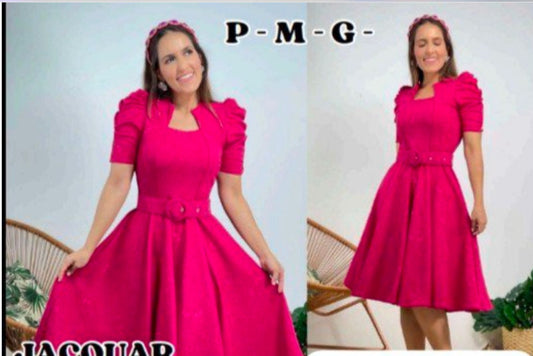 Vestido Jacquar  Rosa Fucsia